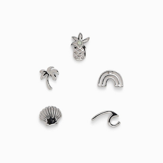 Pura Vida Stud Earrings Set Playa Silver One Size