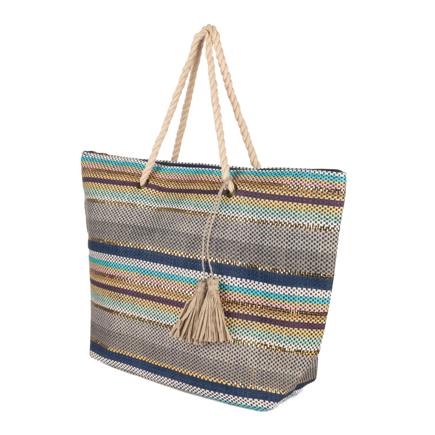 Striped Paper Lurex Tote