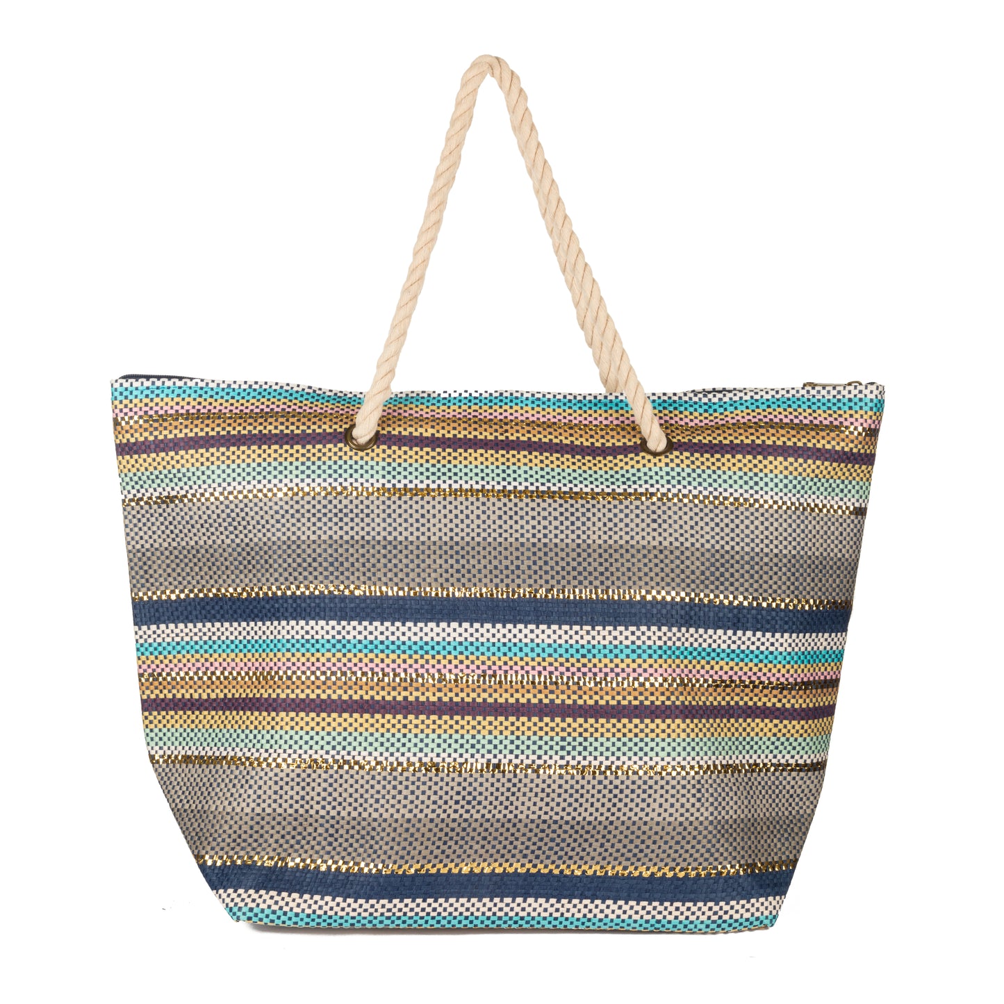 Striped Paper Lurex Tote