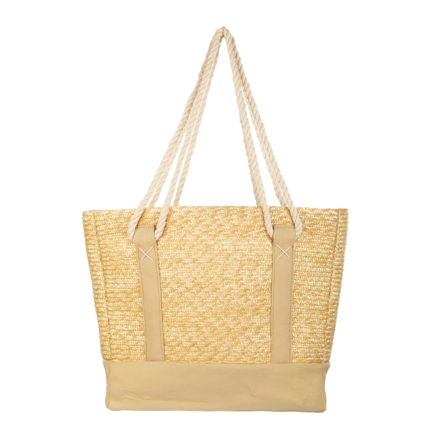 Wheat Straw and Canvas Beach Tote