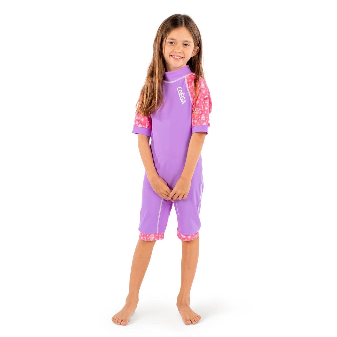 Kids Girls One Piece Swimsuit Lavender Ice Creams