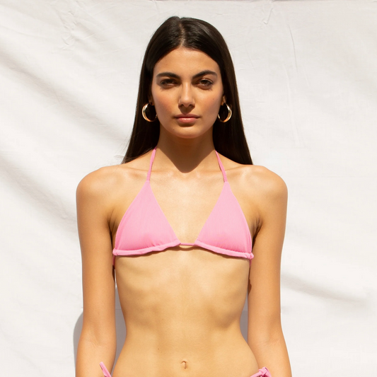 Dalia Pink Ribbed Bikini Top