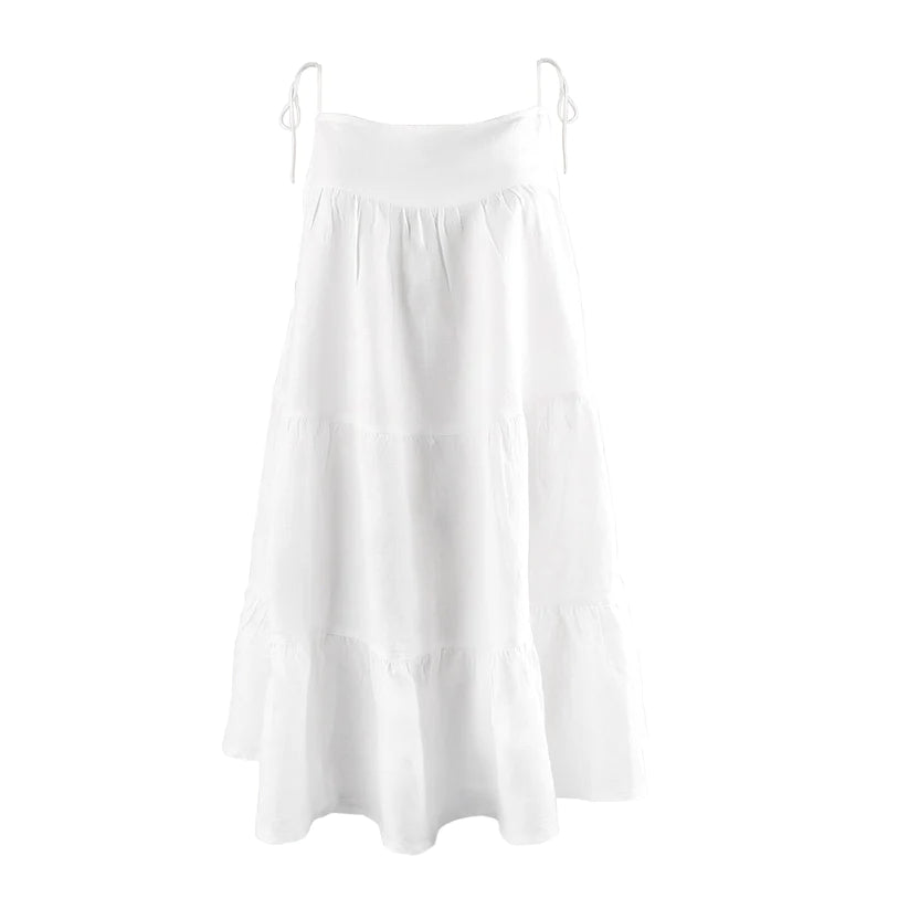 Daphne Linen Dress White